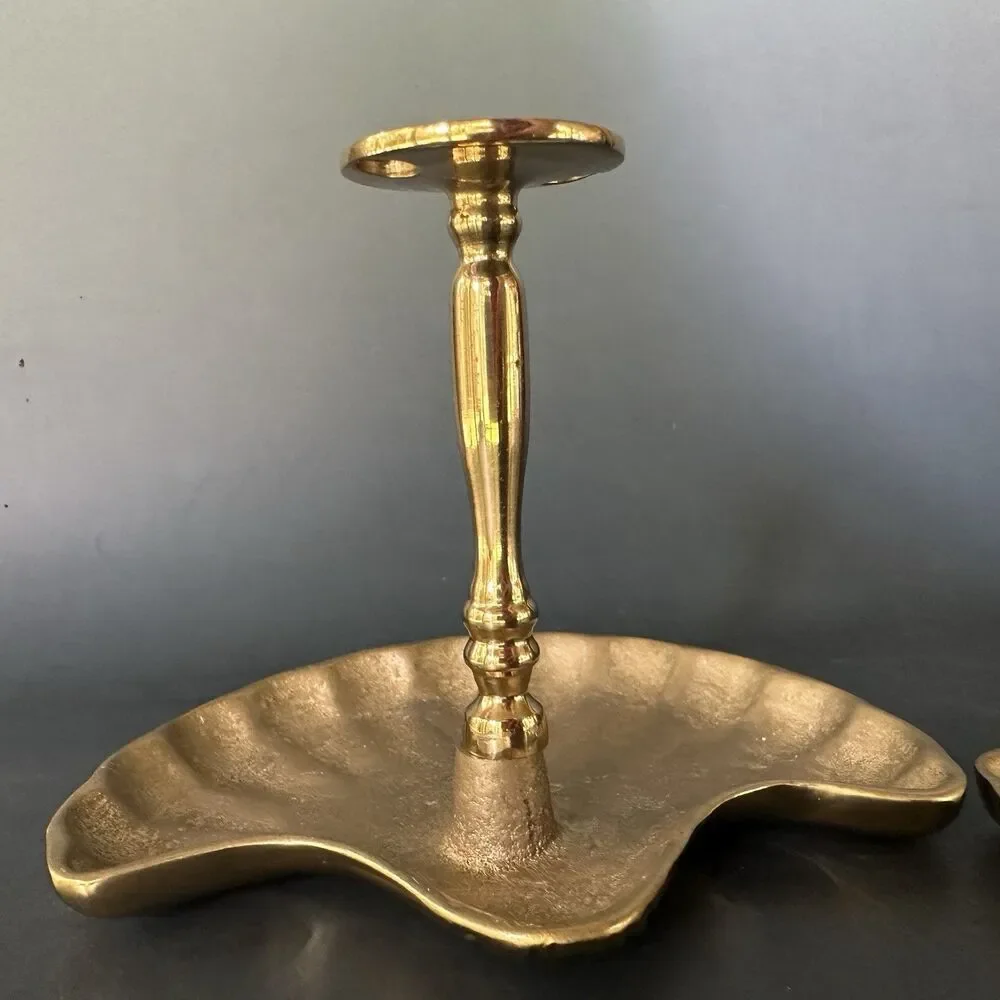 VTG Solid Brass Clam Shell Curtain Tiebacks Holdbacks Drapery Hardware Pair